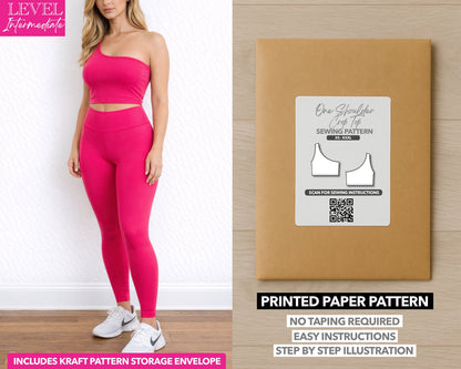 One Shoulder Crop Top printed sewing pattern with easy instructions and step by step illustrations.