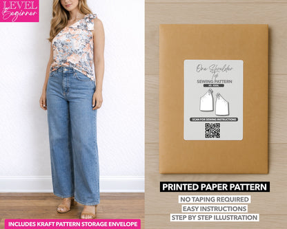 One Shoulder Top printed sewing pattern with easy instructions and step by step illustrations.