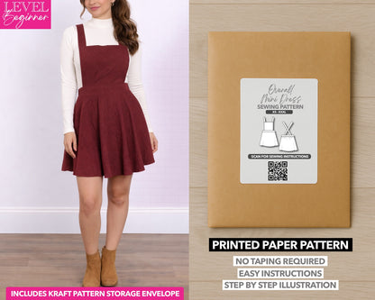 Overall Mini Dress printed sewing pattern with easy instructions and step by step illustrations.