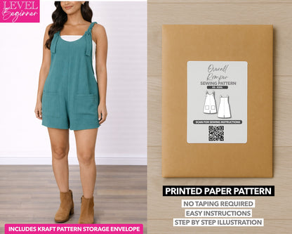 Overall Romper printed sewing pattern with easy instructions and step by step illustrations.