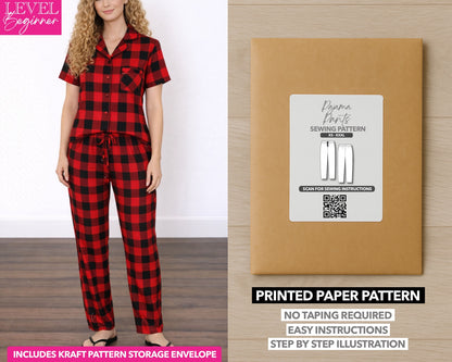 Pajama Pants printed sewing pattern with easy instructions and step by step illustrations.