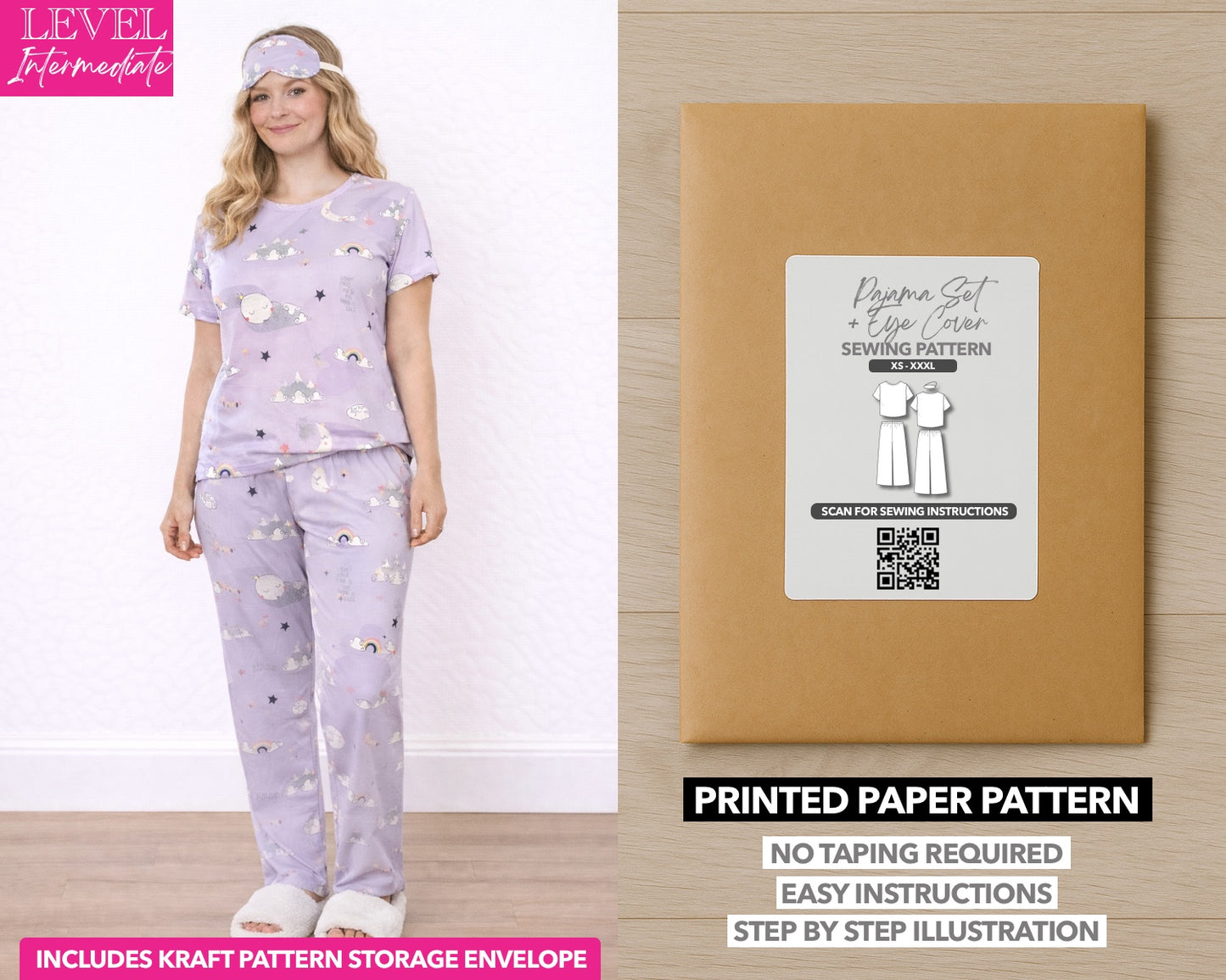 Pajama Set printed sewing pattern with easy instructions and step by step illustrations.
