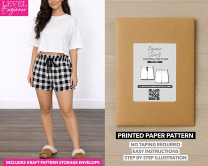 Pajama Shorts printed sewing pattern with easy instructions and step by step illustrations.