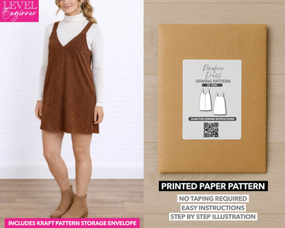 Pinafore Dress printed sewing pattern with easy instructions and step by step illustrations.