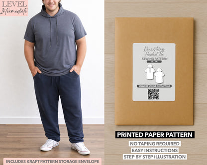 Plus Size Drawstring Hooded Tee printed sewing pattern with easy instructions and step by step illustrations.
