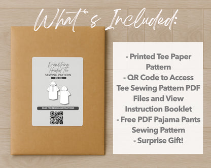 What is included with the printed Plus Size Drawstring Hooded Tee paper sewing pattern