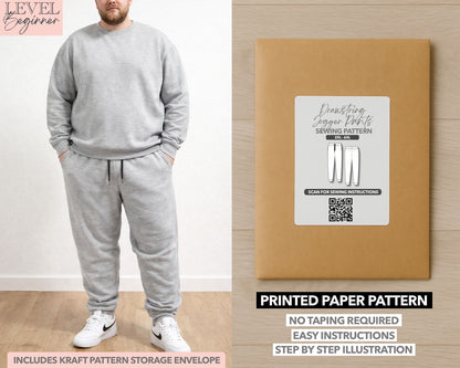 Plus Size Drawstring Jogger Pants printed sewing pattern with easy instructions and step by step illustrations.