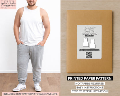 Plus Size Workout Tank Top printed sewing pattern with easy instructions and step by step illustrations.
