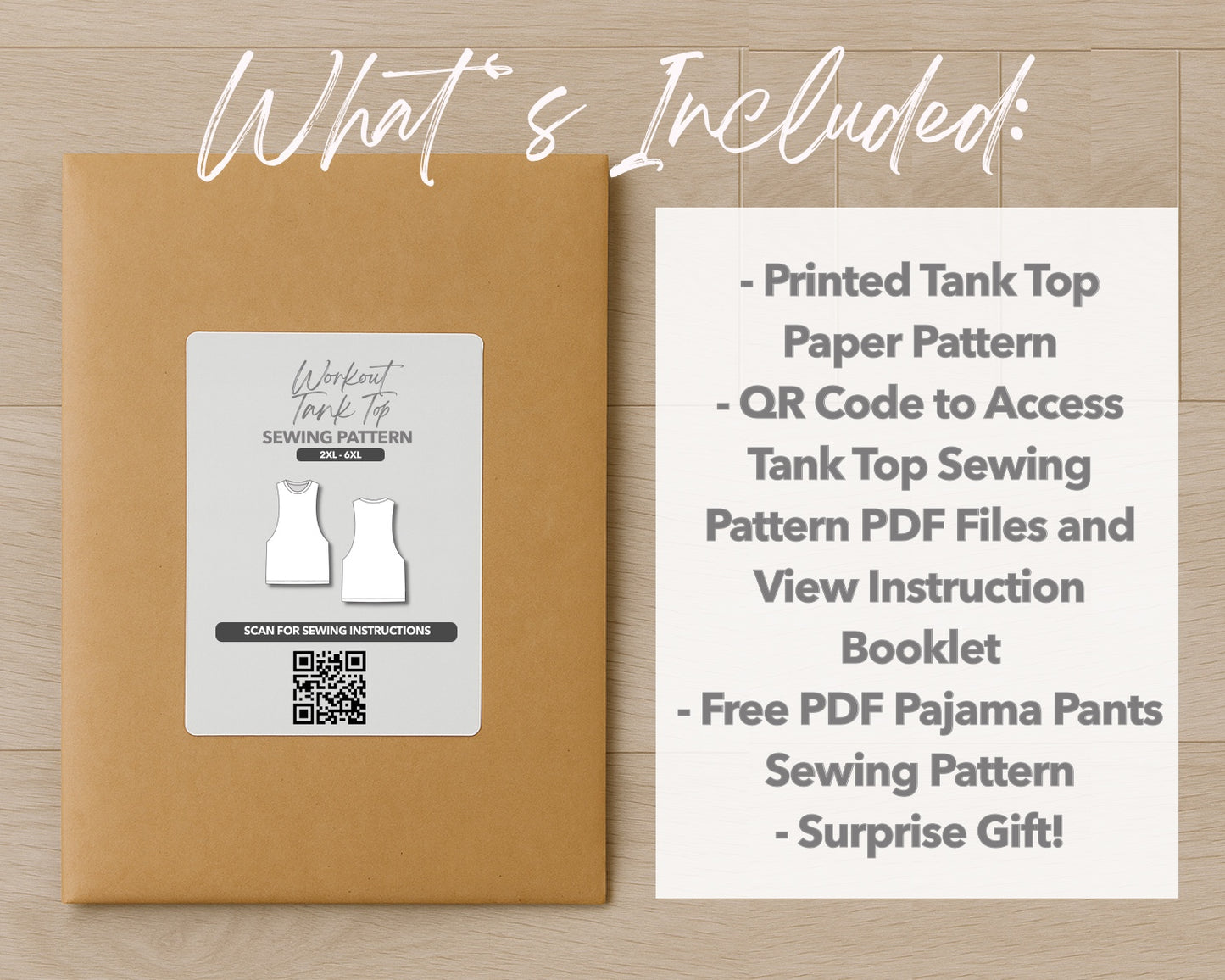 What is included with the printed Plus Size Workout Tank Top paper sewing pattern