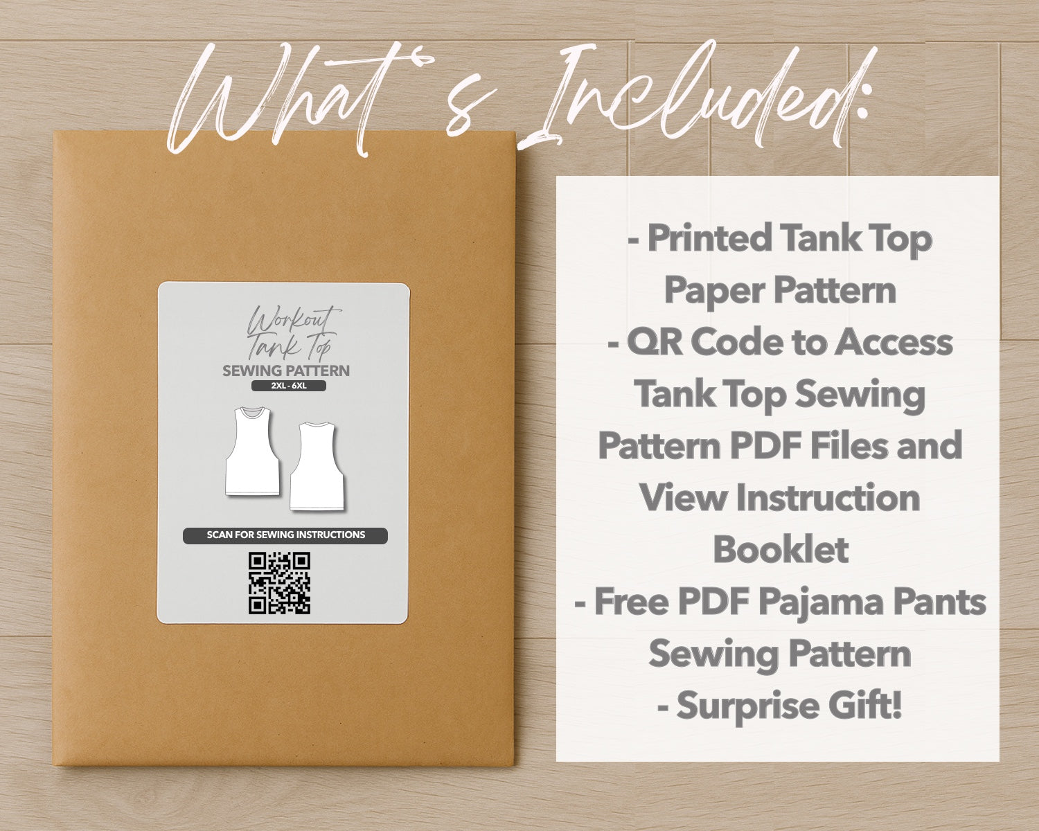 What is included with the printed Plus Size Workout Tank Top paper sewing pattern