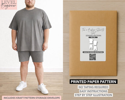 Mens Tee and Biker Shorts Set printed sewing pattern with easy instructions and step by step illustrations.
