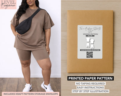 Plus Size Tee And Biker Shorts Set Sewing Pattern