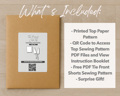 What is included with the printed Plus Size Tie Back Crop Top paper sewing pattern