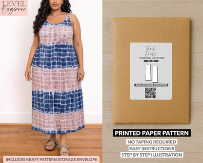 Plus Size Tank Dress printed sewing pattern with easy instructions and step by step illustrations.