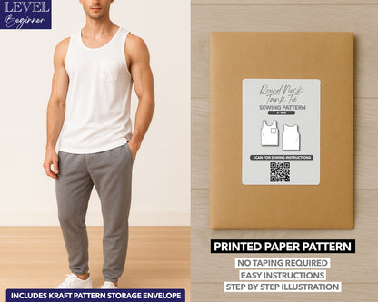 Round Neck Pocket Tank Top printed sewing pattern with easy instructions and step by step illustrations.