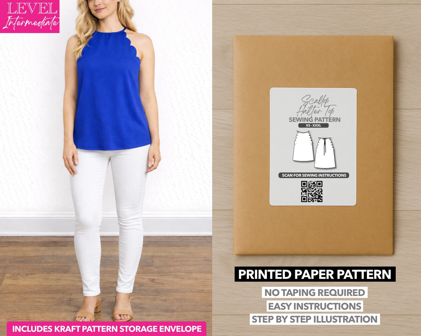 Scallop Halter Top printed sewing pattern with easy instructions and step by step illustrations.