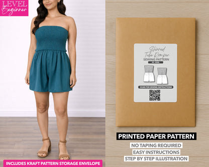Shirred Tube Romper printed sewing pattern with easy instructions and step by step illustrations.