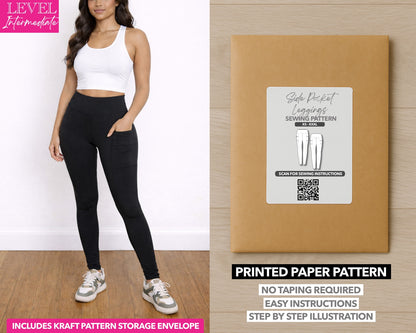 Side Pocket Leggings printed sewing pattern with easy instructions and step by step illustrations.