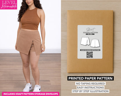 Split Hem Knit Skort printed sewing pattern with easy instructions and step by step illustrations.