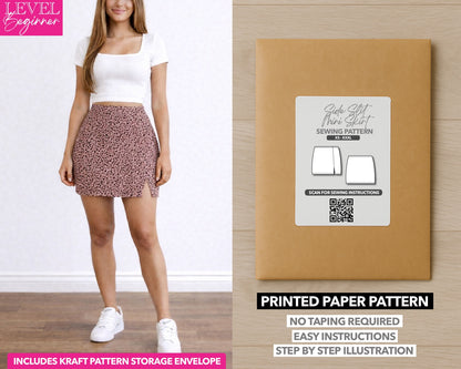 Slit Mini Skirt printed sewing pattern with easy instructions and step by step illustrations.