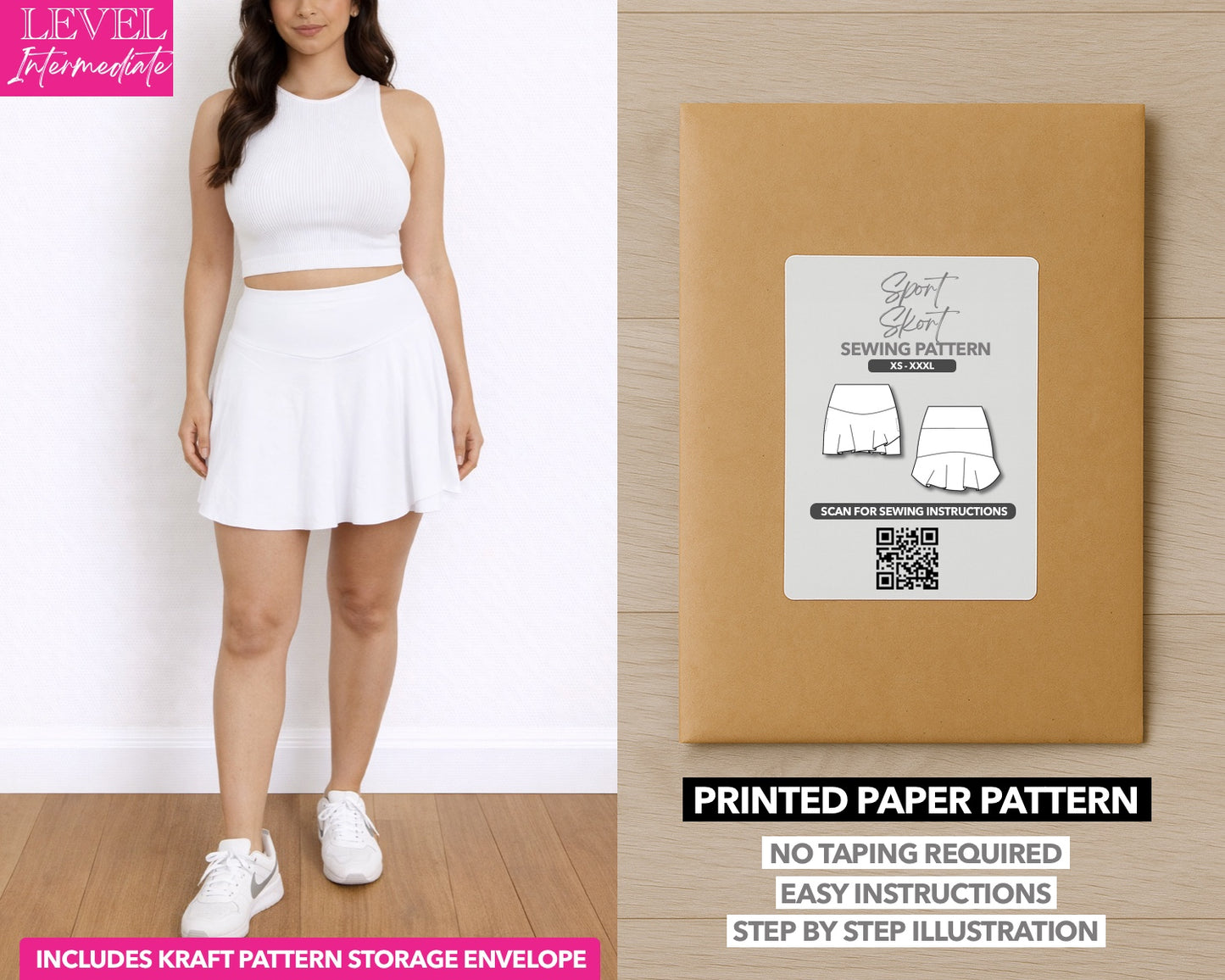 Sport Skort printed sewing pattern with easy instructions and step by step illustrations.
