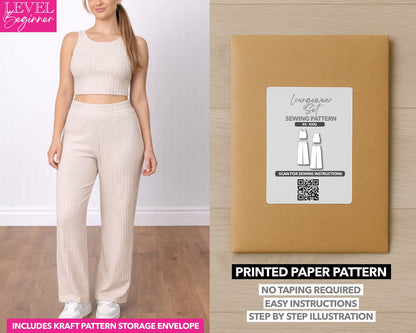 Tank Top and Wide Leg Pants Set printed sewing pattern with easy instructions and step by step illustrations.