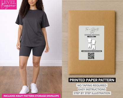 Tee and Biker Shorts Set printed sewing pattern with easy instructions and step by step illustrations.