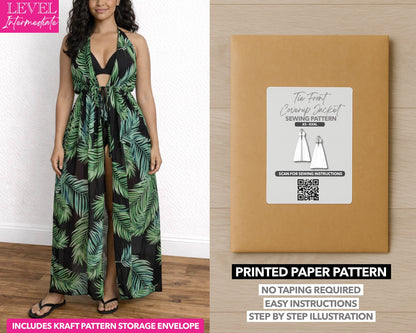 Tie Front Halter Neck Backless Coverup Jacket printed sewing pattern with easy instructions and step by step illustrations.