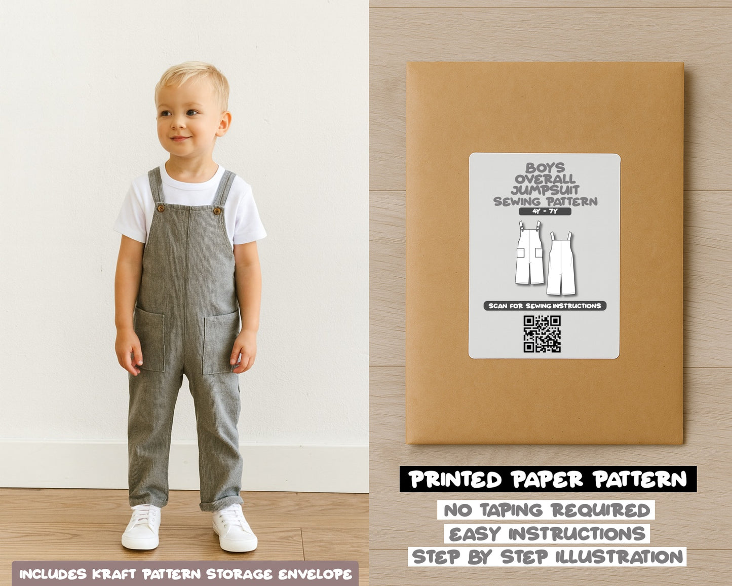 Toddler Boy Overall Jumpsuit Sewing Pattern