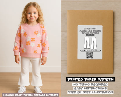 Girls Knit Flare Leg Pants Sewing Pattern