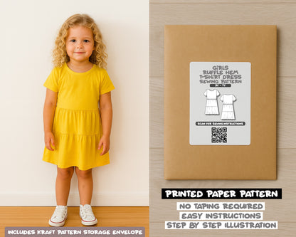 Toddler Girl Ruffle Hem T-Shirt Dress Sewing Pattern