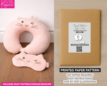 Travel Pillow Eye Cover Set printed sewing pattern with easy instructions and step by step illustrations.
