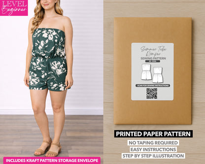 Tube Romper printed sewing pattern with easy instructions and step by step illustrations.