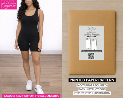 Unitard Romper printed sewing pattern with easy instructions and step by step illustrations.