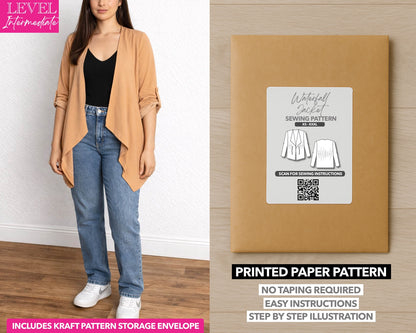 Waterfall Jacket printed sewing pattern with easy instructions and step by step illustrations.
