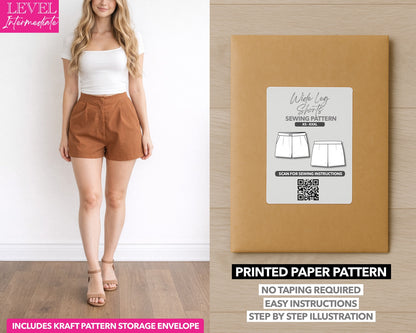 Wide Leg Shorts printed sewing pattern with easy instructions and step by step illustrations.