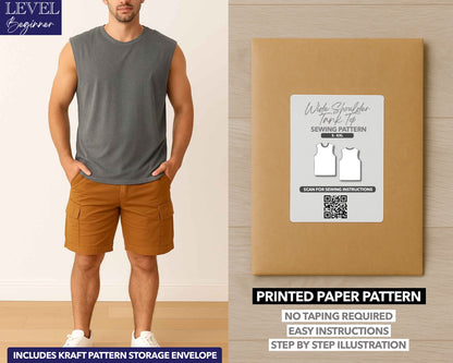 Wide Shoulder Tank Top printed sewing pattern with easy instructions and step by step illustrations.