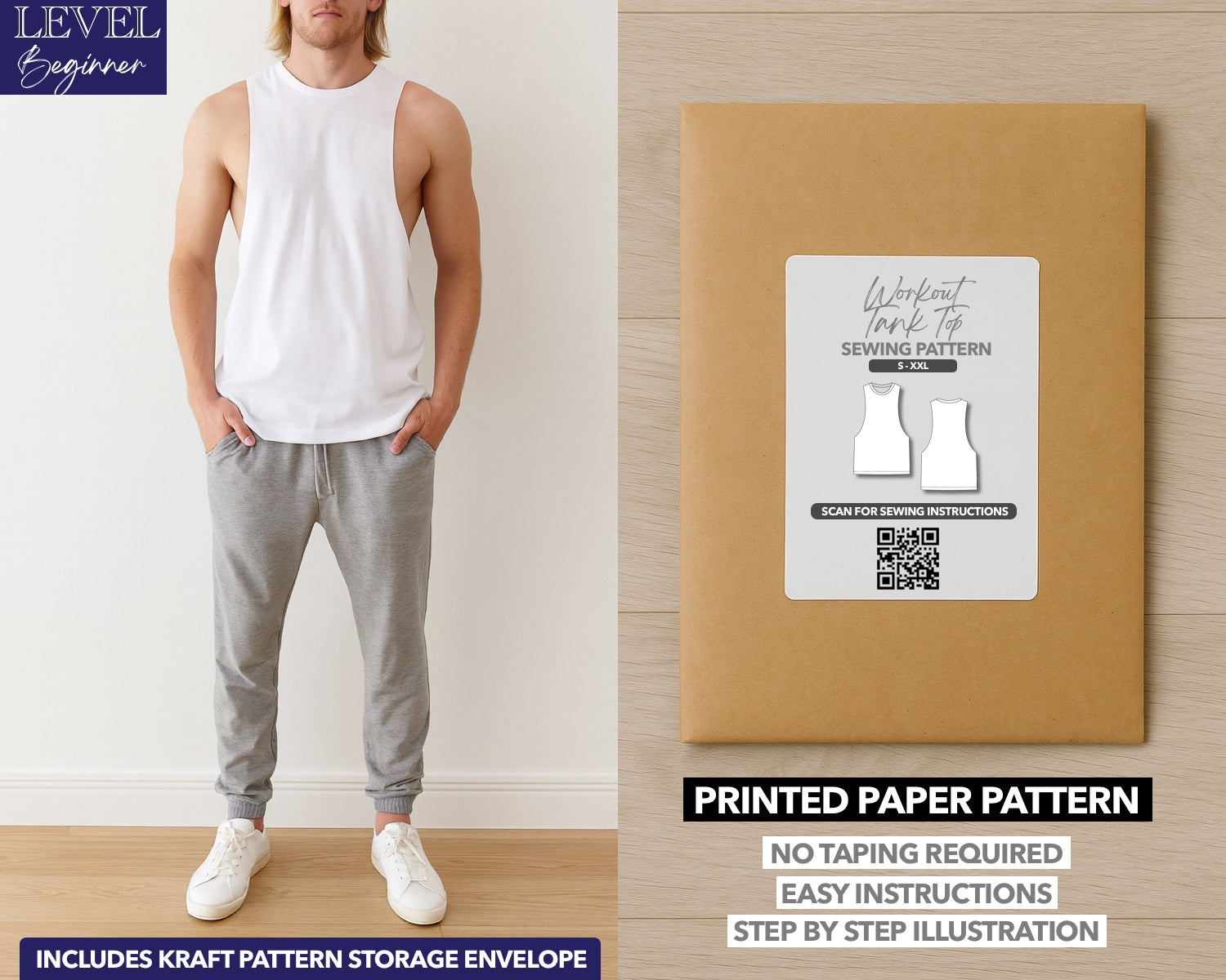 Workout Tank printed sewing pattern with easy instructions and step by step illustrations.