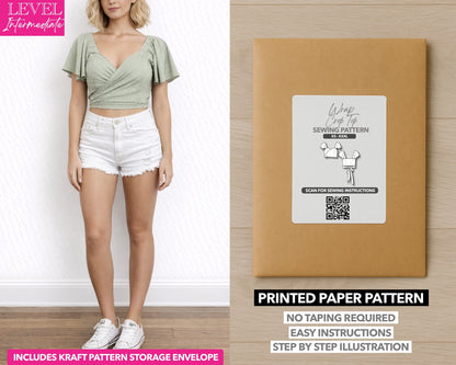 Wrap Crop Top printed sewing pattern with easy instructions and step by step illustrations.