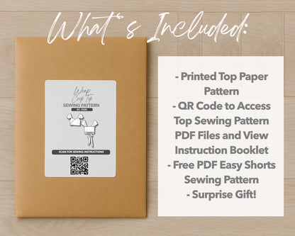 What is included with the printed Wrap Crop Top paper sewing pattern