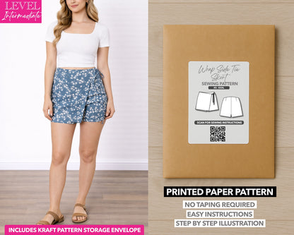 Wrap Side Tie Skort printed sewing pattern with easy instructions and step by step illustrations.