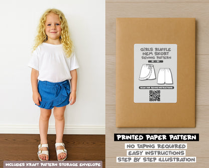 Girls Ruffle Hem Bow Skort Sewing Pattern