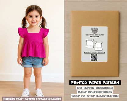 Square Neck Short Sleeve Peplum Top Sewing Pattern