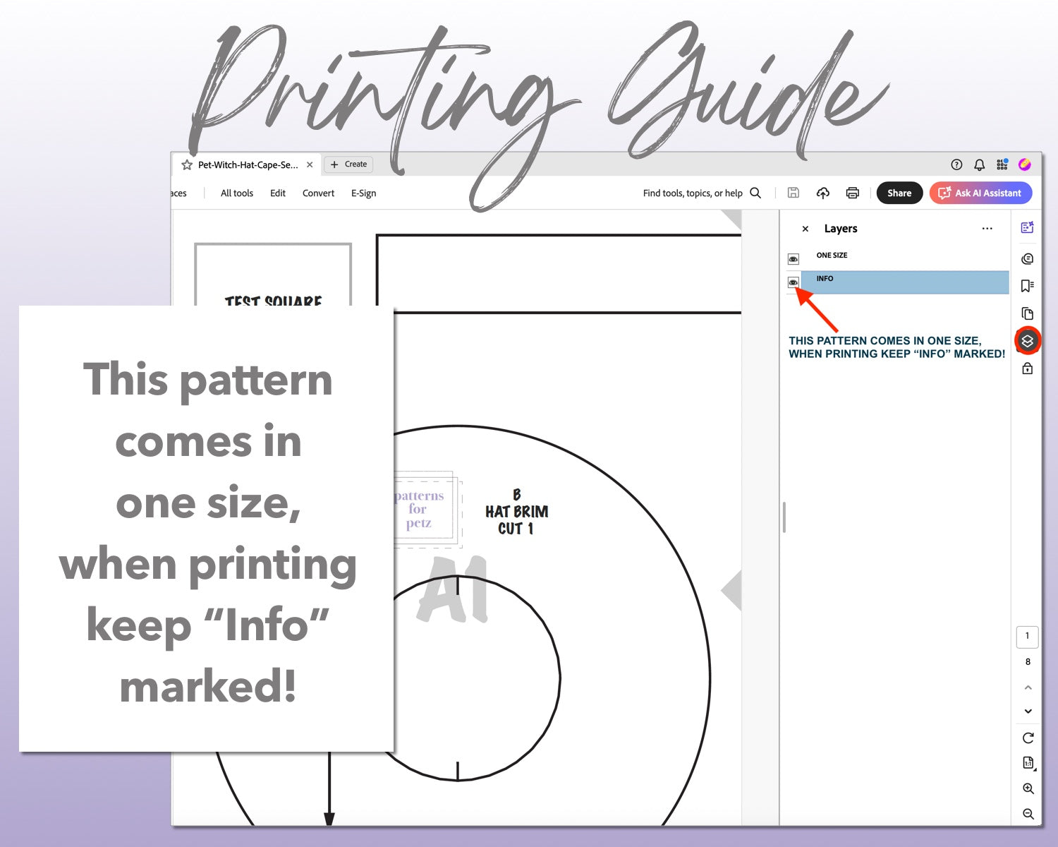 Pet Witch Hat and Cape Set sewing pattern printing guide