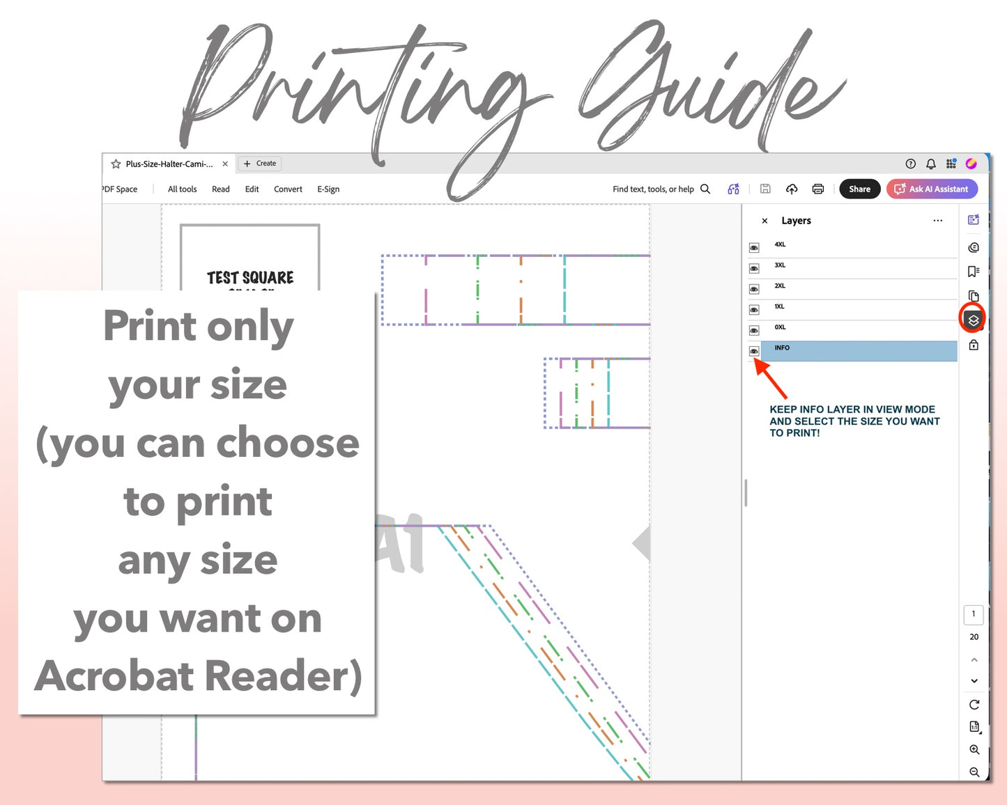 Plus Size Halter Cami Dress sewing pattern printing guide.