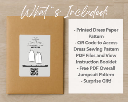 What is included with the printed Plus Size Halter Cami Dress paper sewing pattern