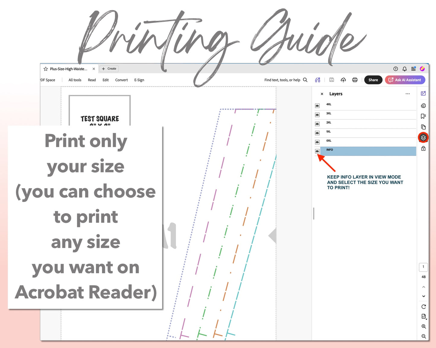 Plus Size High Waist Pleated Mini Skirt sewing pattern printing guide.