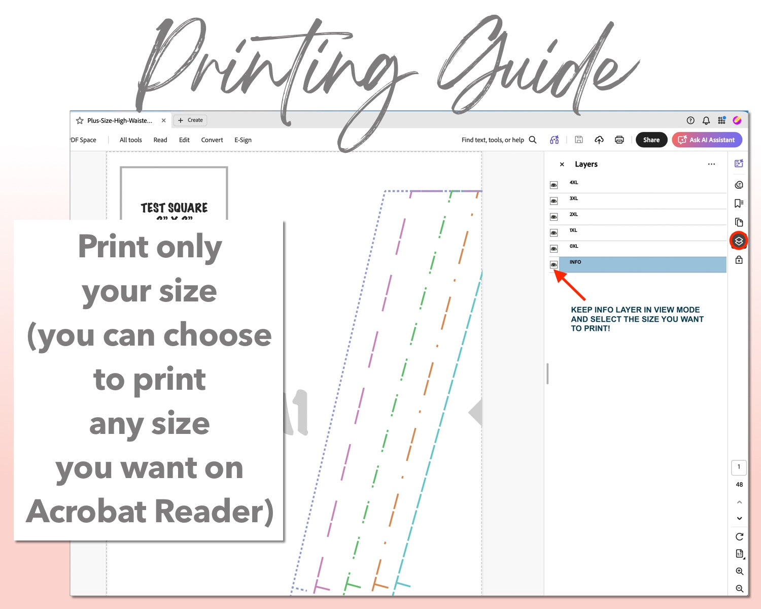 Plus Size High Waist Pleated Mini Skirt sewing pattern printing guide.