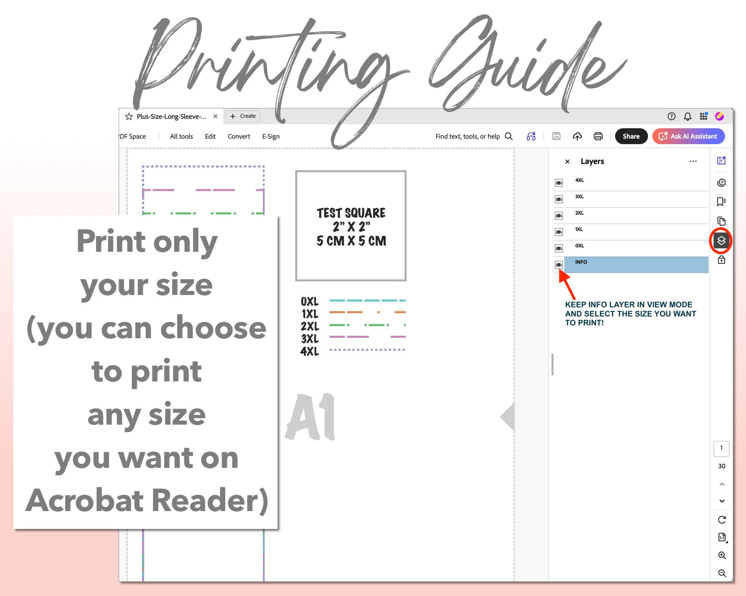 Plus Size Long Sleeve T-Shirt Dress sewing pattern printing guide.