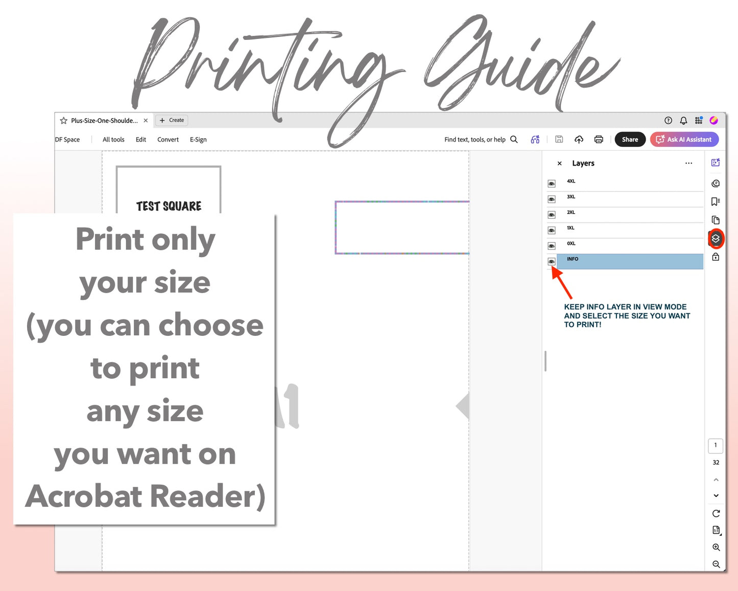 Plus Size One Shoulder Top sewing pattern printing guide.